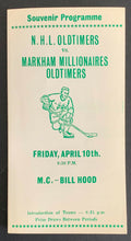 Load image into Gallery viewer, 1964 NHL Oldtimers Hockey Program vs Markham Millionaires Referee HOFer Broda