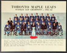 Load image into Gallery viewer, 1961/62 Toronto Maple Leafs Vintage Stanley Cup Champion Team Issued Postcard