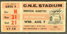 Load image into Gallery viewer, 1974 C.N.E. Stadium CFL Football Ticket Toronto Argonauts v Montreal Alouettes