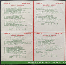 Load image into Gallery viewer, 1972 Canada USSR Summit Hockey Series Inside Summaries All 8 Games TD Bank Promo