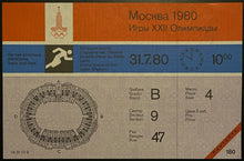 Load image into Gallery viewer, 1980 Summer Olympics Track And Field Unused Ticket + Postcard Moscow Russia