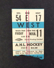 Load image into Gallery viewer, c1972 American Hockey League Game Maple Leafs Gardens Ticket Rochester AHL NHL