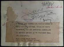 Load image into Gallery viewer, 1933 Early Adolf Hitler Type 1 Photo Germany Chancellor WWII Politics Vtg LOA