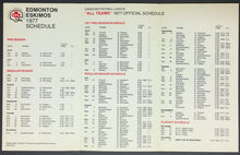 Load image into Gallery viewer, 1977 Canadian Football League Schedule CFL Standard Life Edmonton Eskimos
