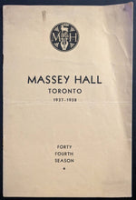 Load image into Gallery viewer, 1937 Massey Hall Program Toronto Symphony Orchestra Performance Program