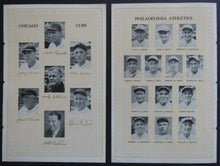 Load image into Gallery viewer, 1929 World Series Lineup Page From Wrigley Field Program Philadelphia vs Chicago