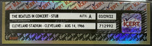 Load image into Gallery viewer, 1966 Cleveland Stadium Beatles Slabbed Concert Ticket Authenticated iCert