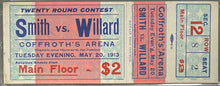 Load image into Gallery viewer, 1913 Unused Boxing Ticket Coffroth's Arena Boxing Jess Willard vs Smith PSA VG 3