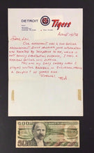 Load image into Gallery viewer, 1972 Bob Prentice Letter Detroit Tigers Scout Lou Cauz Regarding Bet Funny MLB