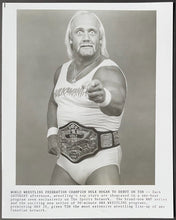 Load image into Gallery viewer, 1986 Hulk Hogan WWF Promo Photo Hulkamania Wrestling Champion TSN Announcement
