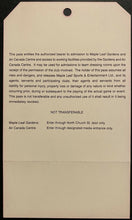 Load image into Gallery viewer, 1999 NHL Hockey Leafs Technical Pass Maple Leaf Gardens Last Game Toronto