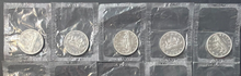 Load image into Gallery viewer, Lot of 5 Uncirculated 1963 Royal Canadian Mint .800 Silver Dollars Vintage Coins