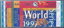 Load image into Gallery viewer, 1997 World Series MLB Baseball Ticket Game 2 Florida Marlins vs Cleveland iCert