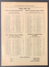 Load image into Gallery viewer, 1955 High School Football 4 Page Program Spokane Washington Lewis & Clarke