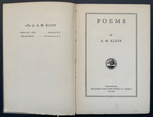 Load image into Gallery viewer, 1945 “Poems” Hardcover Book A.M. Klein Jewish Book Of Poems + 1945 News Article