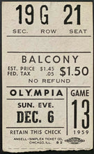 Load image into Gallery viewer, 1959 Detroit Olympia NHL Hockey Program + Ticket Red wings vs Montreal Canadiens