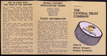 Load image into Gallery viewer, 1978 WHA Cincinnati Stingers Hockey Decal Sticker Unused Pocket Schedule