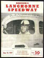 Load image into Gallery viewer, 1947 Stock Car Race Program Langhorne Speedway National Championship Cunningham