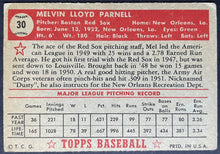 Load image into Gallery viewer, 1952 Topps Baseball Mel Parnell #30 Boston Red Sox Vintage MLB Card