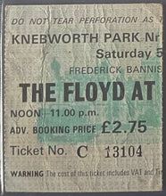 Load image into Gallery viewer, 1975 Pink Floyd Vintage Ticket Stub Knebworth Park England iCert Authenticated