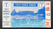 Load image into Gallery viewer, 1972 World Series Game 1 Ticket Stub River Front Stadium Cincinnati Reds vs A's