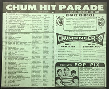 Load image into Gallery viewer, 1967 Chum Chart Radio Survey Tom Jones Young Rascals The Who Vintage Rock N Roll