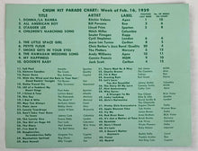 Load image into Gallery viewer, Feb 16 1959 Chum Chart Radio Survey Rare Memorial Issue Buddy Holly + Valens #1