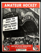 Load image into Gallery viewer, 1947 Madison Square Garden Program Amateur Hockey League Playoff Games Vintage