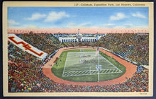 Load image into Gallery viewer, 1940's Coliseum Exposition Park Los Angeles California Football Postcard VTG