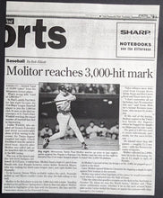 Load image into Gallery viewer, 1996 MLB Baseball Ticket Paul Molitor 3000th Hit Minnesota Twins vs KC Royals