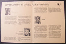 Load image into Gallery viewer, 1977 Canadian Football Hall of Fame 5th Annual Induction Dinner Program