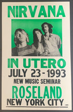 Load image into Gallery viewer, 1993 Nirvana In Utero Roseland New Music Seminar Concert Poster Kurt Cobain VTG