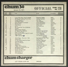 Load image into Gallery viewer, 1971 CHUM Radio Survey Music Chart Toronto Stephen Stills Bee Gees Led Zeppelin