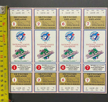 Load image into Gallery viewer, 1989 MLB Baseball Toronto Blue Jays World Series Phantom Tickets Strip of 4