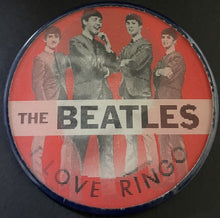 Load image into Gallery viewer, The Beatles Red Vari-Vue Flicker Pinback Button I Love Ringo Vintage Fab 4