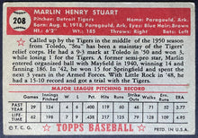 Load image into Gallery viewer, 1952 Topps Baseball Marlin Stuart #208 Detroit Tigers MLB Card Vintage