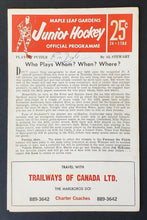 Load image into Gallery viewer, 1966 Maple Leaf Gardens OHA Jr A Program Toronto vs Peterborough Petes Brad Park
