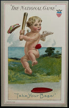 Load image into Gallery viewer, 1900 Rare Unposted Baseball Postcard National Game Angel Theme Vintage Postcard