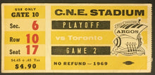 Load image into Gallery viewer, 1969 C.N.E. Stadium CFL Football Playoff Game 2 Ticket Ottawa vs Toronto Argos