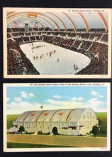 Load image into Gallery viewer, 1940 Hershey Sports Arena Postcard Interior + Exterior Views Hockey Basketball
