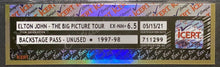 Load image into Gallery viewer, 1997-98 Vintage Elton John Unused The Big Picture Concert Tour Backstage Pass