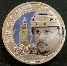 Load image into Gallery viewer, 2017 Upper Deck NHL Hockey 1 Troy Oz Silver Coin Erik Karlsson #d 2951/5000