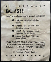 Load image into Gallery viewer, 1964 Toronto Star Premium Wayne Rivers Hockey Promo Contest On Back Rare NHL
