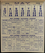 Load image into Gallery viewer, 1936 MLB Baseball Schedule Vintage Sports Sked American League + National League