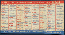 Load image into Gallery viewer, 1943-44 Imperial Oil NHL Pocket Schedule Vintage Hockey Sports Calendar