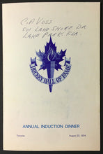 Load image into Gallery viewer, 1974 Hockey Hall Of Fame Annual Induction Dinner Program Vintage NHL C.P Voss