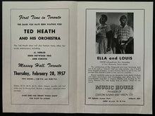 Load image into Gallery viewer, 1956 Louie Armstrong Concert Tour Program + Playbill Vintage Massey Hall Toronto