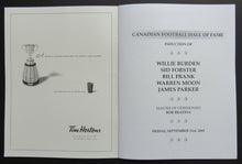 Load image into Gallery viewer, 2001 29th Canadian Football Hall Of Fame Induction Dinner Program + Ticket