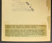 Load image into Gallery viewer, 1925 Winter Olympics Figure Skating Cecil Smith + Melville Rogers VTG Photo