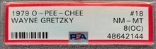 Load image into Gallery viewer, 1979-80 O-Pee-Chee #18 Wayne Gretzky RC NHL Hockey Card PSA 8 (OC) OPC